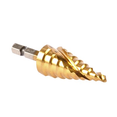 [D-40185] Broca escalonada espiral de 1/4" hss-tin 4-20 mm, blíster con una pieza.
