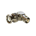Adaptador en Ángulo Recto, de Conector BNC Macho a BNC Hembra, 50 Ohm (Monitor), Níquel/ Plata/ Teflón.