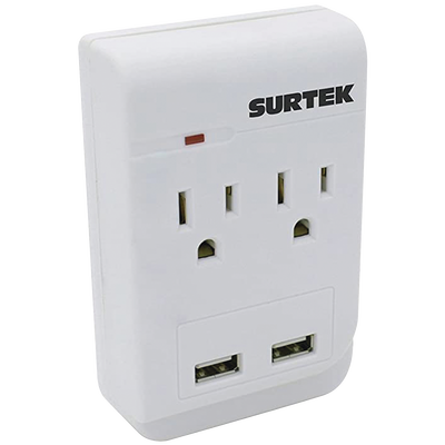 [SYS-136205] Multicontacto de ABS con 2 contactos aterrizados  y 2 puertos USB.