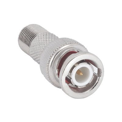 [RFB-1155] Adaptador en Linea para Video, de Conector BNC Macho a F Hembra, 50 Ohm, Níquel/Oro/Teflón.