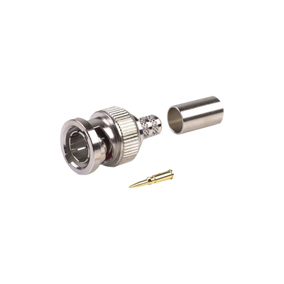 [RFB-1707-2] Conector BNC Macho, en 75 Ohm, Anillo Plegable para RG-59/U, 62A, Níquel/ Oro/ Delrin.