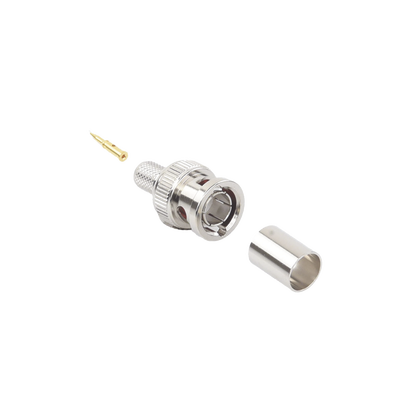 [RFB-1708] Conector BNC Macho de Anillo Plegable para Cable Belden 8281 tipo RG-59/U, Níquel/ Oro/ Delrin.
