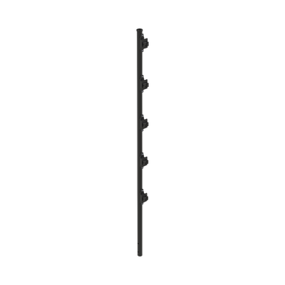 [SYS-POST-3B] Poste con 5 Aisladores de PASO  para Cerca Electrificada. Tubo Galvanizado de 1.2m, cal. 18 de 1" Diam. + Pintura Negra Aplicación en Polvo.