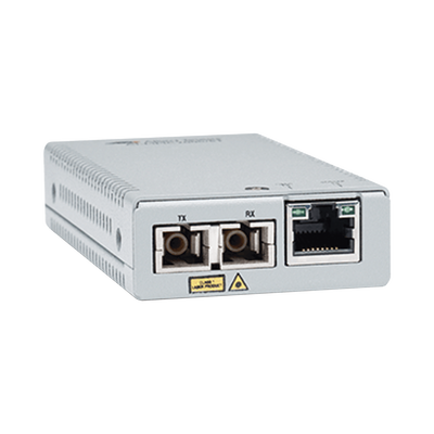 [AT-MMC2000/SC-960] Convertidor de medios Gigabit Ethernet a fibra óptica, conector SC, multimodo (MMF), distancia de 220 hasta 500 m, con fuente de alimentación multi-región