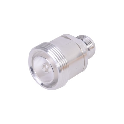 [RFD-1673-2] Adaptador en Línea de Conector DIN 7-16 Hembra a N Hembra, Plata / Plata / Teflón.