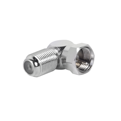 [RFF-1446-10] Adaptador en Ángulo Recto para 75 Ohm, de F Macho a F Hembra, Níquel/ Níquel/ Polietileno.