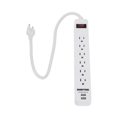 [SYS-136204] Multicontacto con 6 contactos aterrizados y 2 puertos usb.