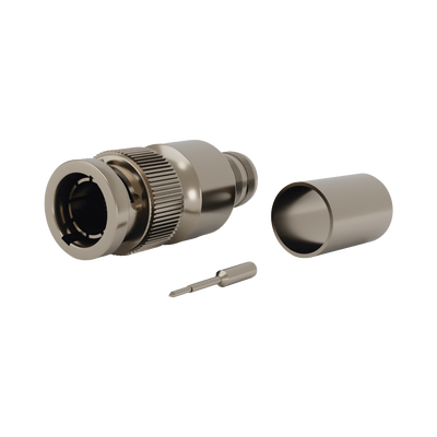 [RFB-1707-R1] Conector BNC Macho en 75 Ohm, Anillo Plegable para Cable RG-11/U Grupo R1, Níquel/ Oro/ Teflón.