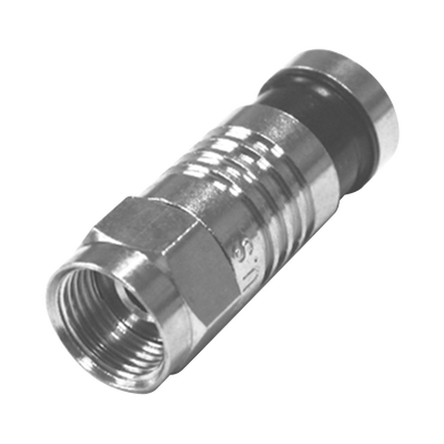 [RFF-1401-D] Conector F Macho Plegado Axial por Compresión para RG-59/U, Cuerpo en Níquel y Banda Negra.