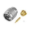 Conector N Macho, Soldable Directo en Cable Semi-Rígido de 0.085", Cables el Grupo SR1, Níquel/ Oro/ Teflón.â€‹