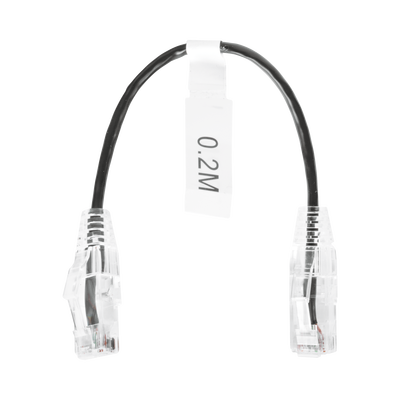 [LP-UT6-020-BK28] Cable de Parcheo Slim UTP Cat6 - 20 cm (7.87 Pulgadas) Negro Diámetro Reducido (28 AWG)