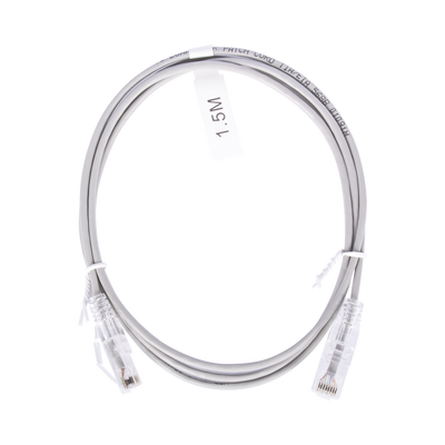 Cable de Parcheo Slim UTP Cat6 - 1.5 Metros (4.92 Pies) Gris Diámetro Reducido (28 AWG)