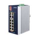 Switch Industrial PoE no administrable de 8 Puertos 10/100TX 802.3at,  Hasta 240 W, Combo TP / SFP Gigabit TP / SFP  (-40 ~ 75 grados C)