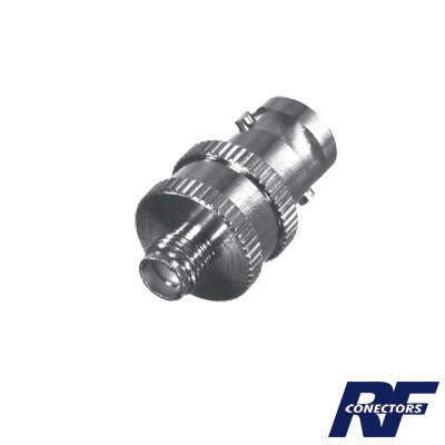 [RFB-1142] Adaptador en Línea  de Conector BNC Hembra a SMA Hembra / Radios Portátil Kenwood, Uniden, Níquel/ Oro/ Teflón.