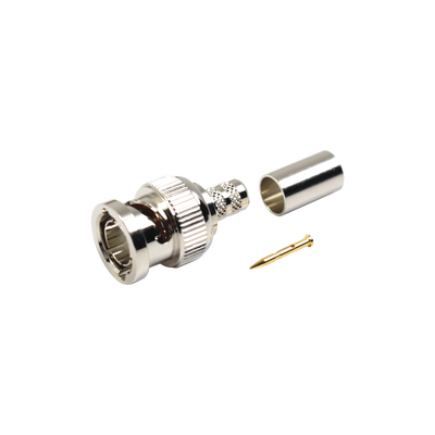 [RFB-1707-D] Conector BNC Macho en 75 Ohm, de Anillo Plegable para RG-59/U, Níquel/ Oro/ Teflón.