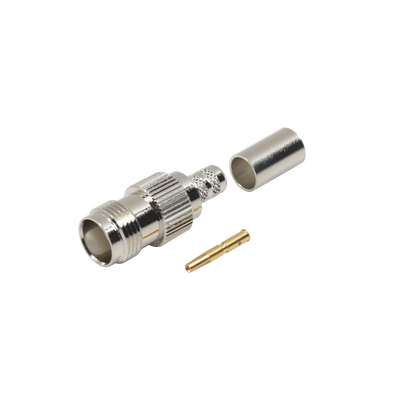 [RFT-1217-X] Conector TNC Hembra de Anillo Plegable para Cables RG-8/X, LMR-240, Grupo X, Níquel/ Oro/ Delrin.