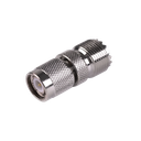 Adaptador en Línea de Conector TNC Macho a Conector UHF Hembra (SO-239), Níquel/ Oro/ Teflón.