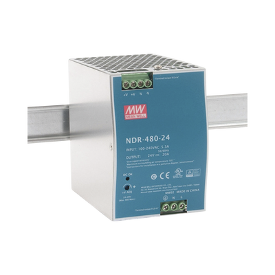 [NDR48024] Fuente de Poder Industrial de 480W, salida 24 Vcc, para montaje en Riel Din