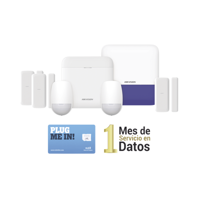 [DS-PWA48-KSDV2] (AX PRO) KIT de Alarma AX PRO con GSM (3G/4G) / Incluye: 1 Hub / 2 Sensores PIR / 3 Contactos Magnéticos mini / 1 Control Remoto / 1 Sirena Inalambrica Exterior  / 1 WiFi / 1 MICROSIM30M2M con 1 mes de servicio/Compatible con Hik-Connect P2P