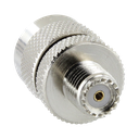 Adaptador en Línea de Conector Mini UHF Hembra a UHF Macho (PL-259), Níquel/ Oro/ Teflón.