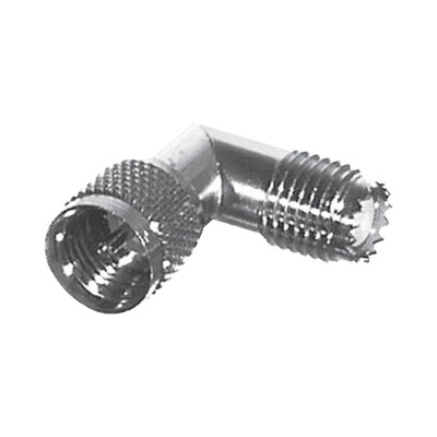 [RFU-630] Adaptador en Ángulo Recto, de Conector Mini-UHF Macho a Mini-UHF Hembra, Ingleteado, Níquel/ Oro/ Teflón.