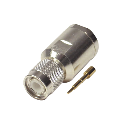 [RFT-1201-SI] Conector TNC Macho de Rosca en 50 Ohm para cable LMR-400, 9913, 8214, CNT-400, RG8/U-SYS, RFLASH-1113, Plata/ Oro/ Teflón.
