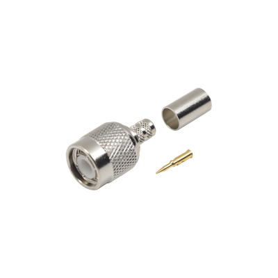 [RFT-1203-1X] Conector TNC Macho de Anillo Plegable para Cables LMR-240, RG-8/X, 9258, Niquel/Oro/Delrin.