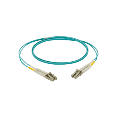 Jumper de Fibra Optica Multimodo 50/125 OM4, LC-LC Duplex, LSZH, Color Aqua, 2 Metros