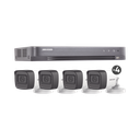 (MICRÓFONO INTEGRADO) KIT TURBOHD 5 Megapixel / DVR 4 Canales / 4 Cámaras Bala con Micrófono Integrado (exterior 2.8 mm) / Fuente de Poder / Accesorios de Instalación