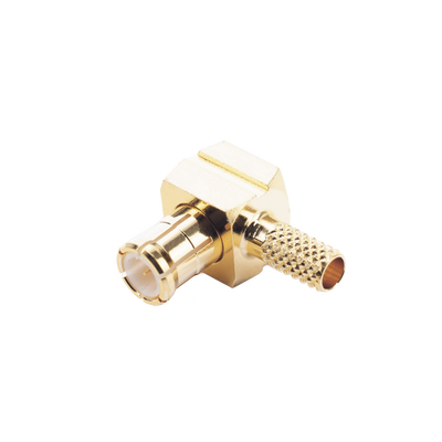 [RMX-8010-1B] Conector MCX Macho en Ángulo Recto de Anillo Plegable para Cable RG-174/U, 8216, Oro/ Oro/ Teflón.