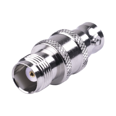 [RFT-1232] Adaptador en Línea de Conector TNC Hembra a BNC Hembra, Níquel/ Oro/ Teflón.