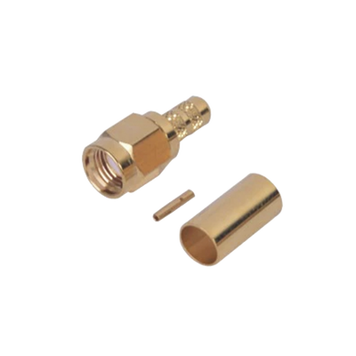 [RP-3000-1C1] Conector SMA Macho Inverso de anillo plegable para cable RG-142/U, Oro/Oro/Teflon.