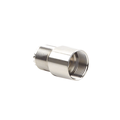[RFU-520-1E] Conector UHF Hembra (SO-239) para Cables RG-8/U (8237), RG-213/U (8267), RG-214 (8268), Niquel/ Plata/  Teflón.