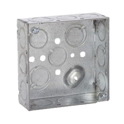 [HUB189] Caja Cuadrada 4 x 4"/Profundidad 1- 1/2"/ 10 Entradas de 1/2" y 6 TKO (1/2"-3/4").