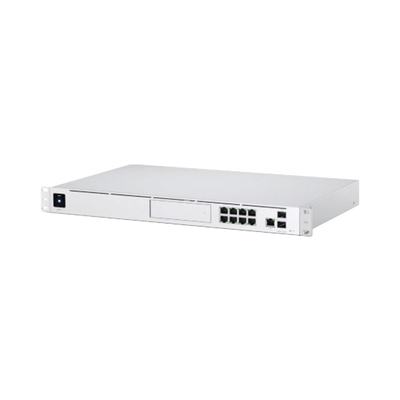 UniFi OS Console: Dream Machine Pro, with 1 port Gigabit WAN RJ45, 1 port WAN 10G SFP+ / 8 ports LAN Gigabit RJ-45, and one disk drive HDD 3.5" (Not included)