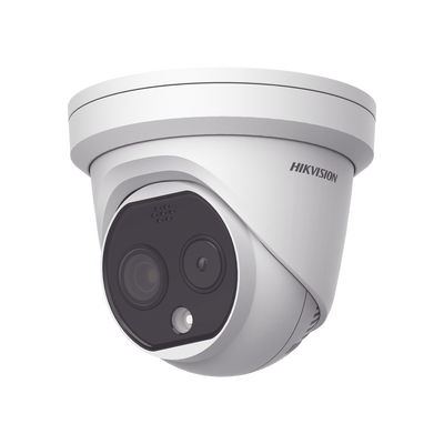 [DS-2TD1217-2/QA] Turret IP Dual / Térmica 1.8 mm (160 x 120) / Óptico 2 mm (4 Megapixel) / Detección de Personas 53 mts / 15 mts IR / Exterior IP67 / PoE / Termométrica / Detección de Temperatura / Sirena y Luz / Micro SD 32 GB Incluida