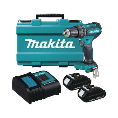 [DHP-485-SYE] Rotomartillo/Taladro Inalámbrico (1/2") de 1,900 RPM, 18Vcc, Torque 50 N.m. Incluye 2 Bat. (1.5Ah) y Cargardor. SIN CARBONES.