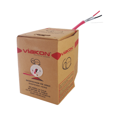 Bobina de 305 metros/  Alambre / 2 x 12 AWG /  BLINDADO / Color Rojo / FPLR / Para aplicaciones en sistemas de detección contra Incendios / Hecho en México