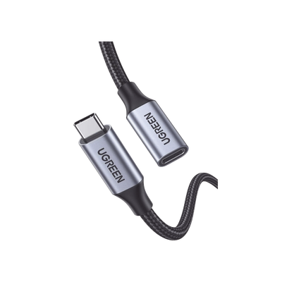 [30205] Cable USB-C Macho a USB-C Hembra | 1metro | USB-C 3.1 Gen 2 | Compatible con Thunderbolt 3 | Carcasa de Aluminio | Nylon Trenzado |  Transferencia de Datos 10 Gbps | Soporta hasta 100W para Carga Rápida.