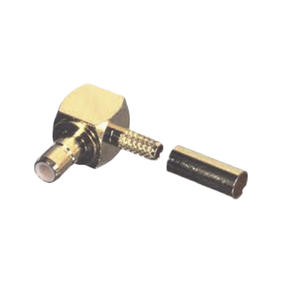 [RSB-4055-1B] Conector SMB Hembra (Jack) en Ángulo Recto, (Pin Macho), Anillo Plegable para RG-174/U, Oro/ Oro/ Teflón.