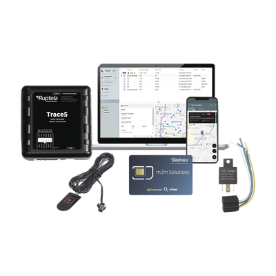 [TRACE5-KIT-2] Kit de Localizador Vehicular 2G y 4G/ Rastreo / Conducción eficiente / Deteccion de Jammer / Registro de conductores + Relay + Botón de pánico + EPCOMGPSMENSUAL  + MICSIM25GPS  + datos por 1 año