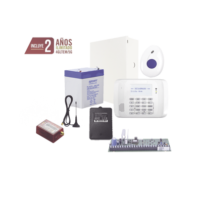 [VISTA48-MN02-FALL] Kit de Alarma VISTA48 con Comunicador, Botón de Pánico y Detección de Caídas Inalámbrico, Gabinete, Transformador y Batería