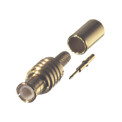 [RMX-8000-1B] Conector MCX Macho en Línea, de Anillo Plegable en Cable RG-174/U, Oro/ Oro/ Teflón.