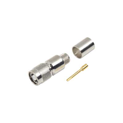 [RP-1202-I] Conector TNC Macho Inverso, Anillo Plegable para ensamblar en cables RG-8/U, LMR-400, Niquel, Oro, Teflón