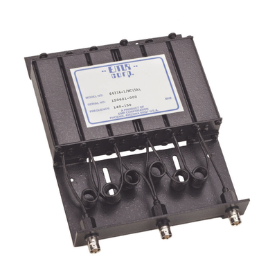 [64316-1/MC(5A)] Duplexer Compacto de Rechazo de Banda, 140-150 MHz, 4.6 a 6 MHz Sep. Tx-Rx, 50 Watt, BNC Hembra.
