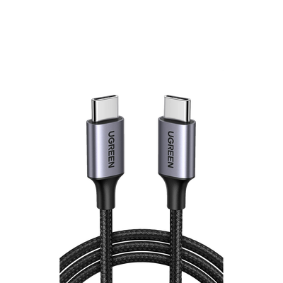 [50152] Cable USB-C a USB-C | 2 Metros (6.56 Pies) | Transferencia de Datos de 480 Mbps | Carga Rápida de Hasta 60W | QC 4.0/3.0/2.0 | PD3.0 | FPC | AFC | Protección Integrada | Caja de Aluminio | Nylon Trenzado | Color Negro