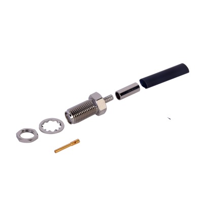 [RSA-3252-B] Conector SMA Hembra, Montaje Chasis en D Plano, de anillo plegable para RG-174/U.
