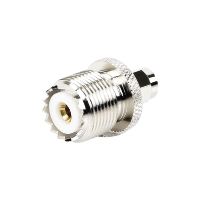 [RSA-3457] Adaptador en Línea, de Conector SMA Macho a UHF Hembra (SO-239), Níquel/ Oro/ Teflón.