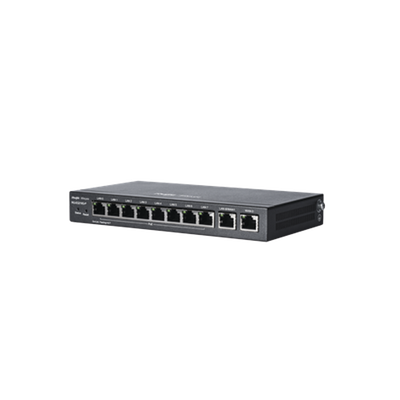 Router Balanceador PoE Cloud 10 puertos gigabit (8 puertos PoE), soporta 4x WAN configurables, hasta 200 clientes con desempeño de 600 Mbps asimétricos