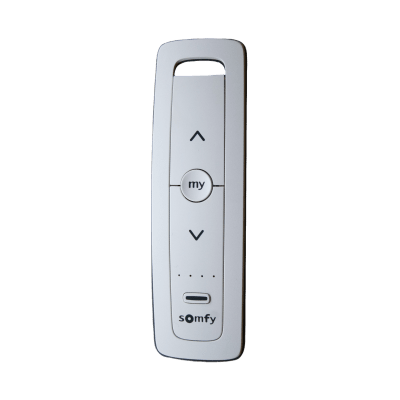 [SITUO5RTSPURE] Control remoto 5 canales para motores de persiana Somfy con señal inalámbrica, instrucciones: sube, baja y detener, con posición favorita programada.